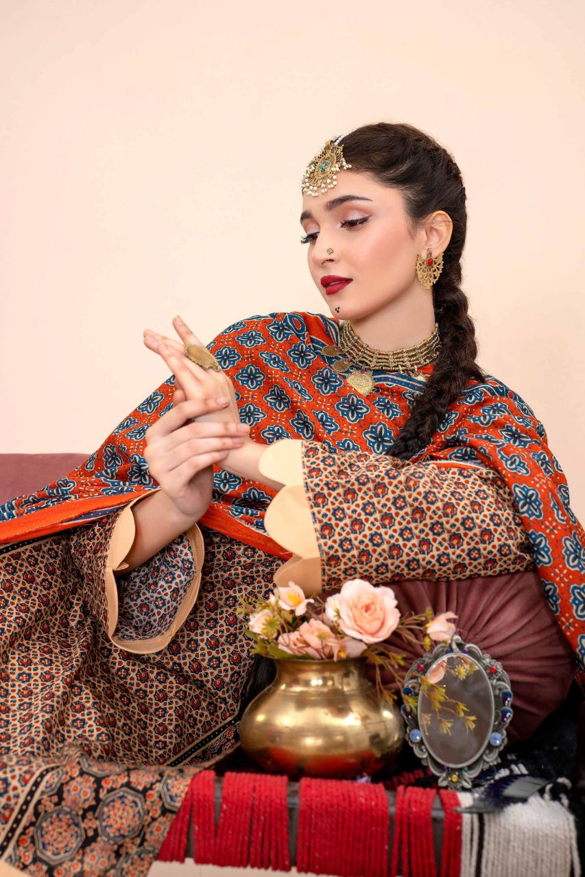 Ajrak By Premium Digital Printed Lawn 3PC - Image 4