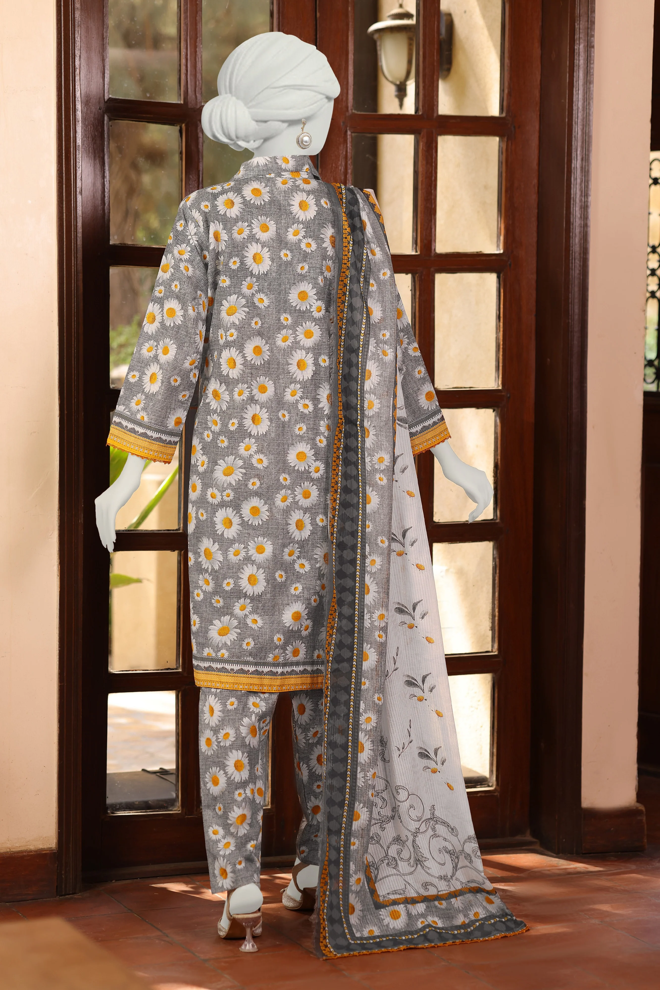 Almeerah Digital Printed Stripe Dora 3PC - Image 6