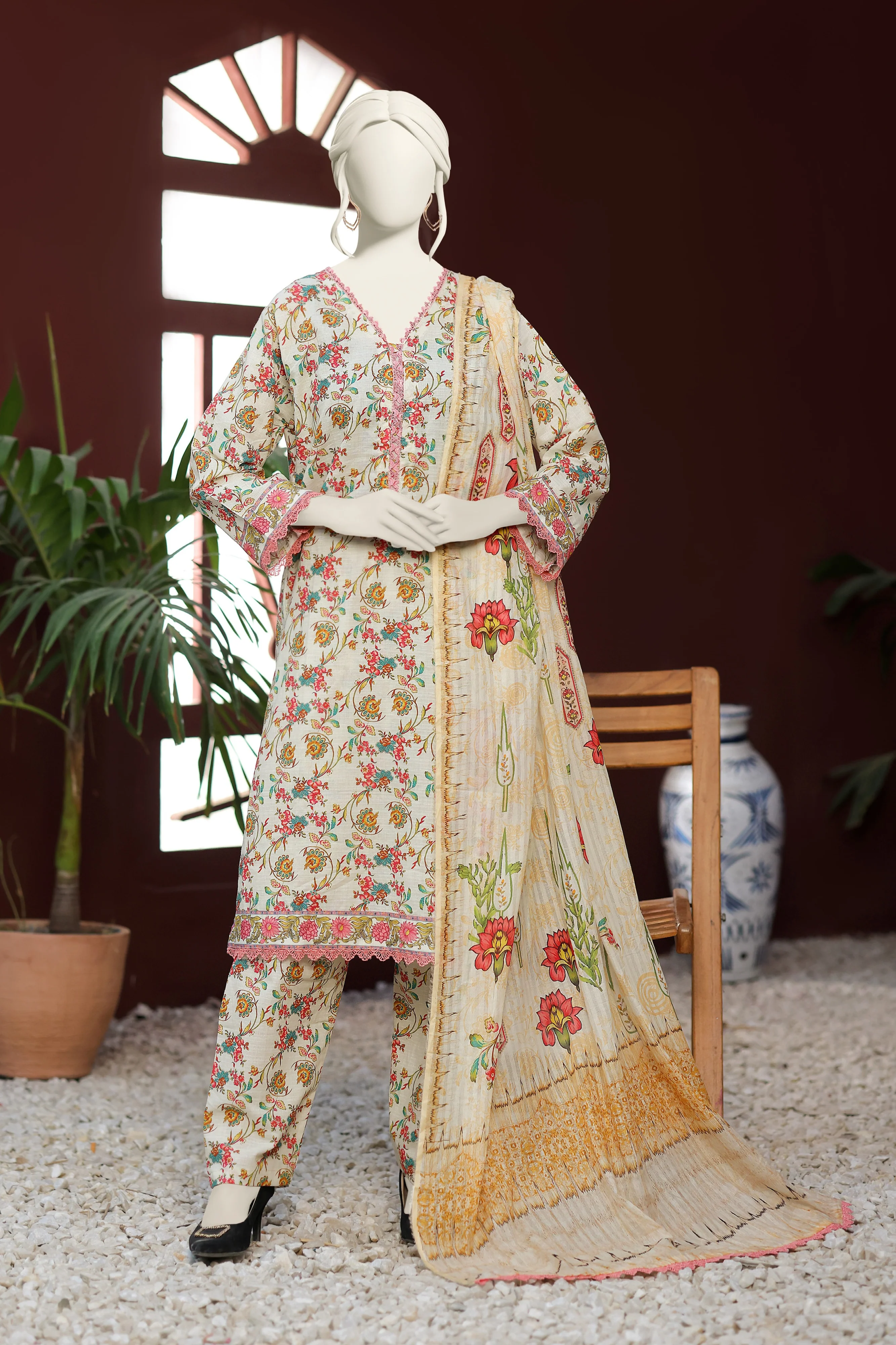 Almeerah Digital Printed Stripe Dora 3PC - Image 3