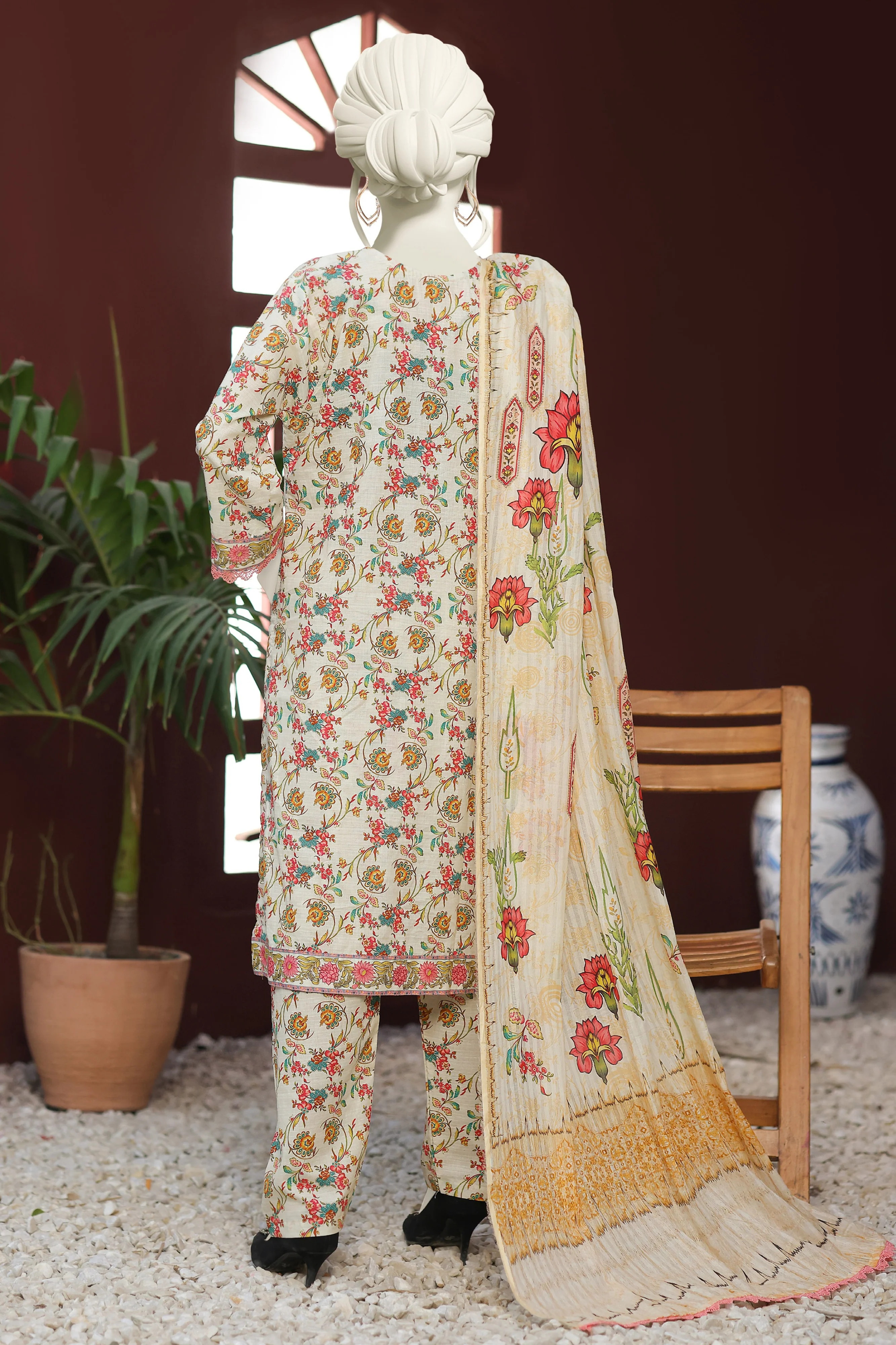 Almeerah Digital Printed Stripe Dora 3PC - Image 4