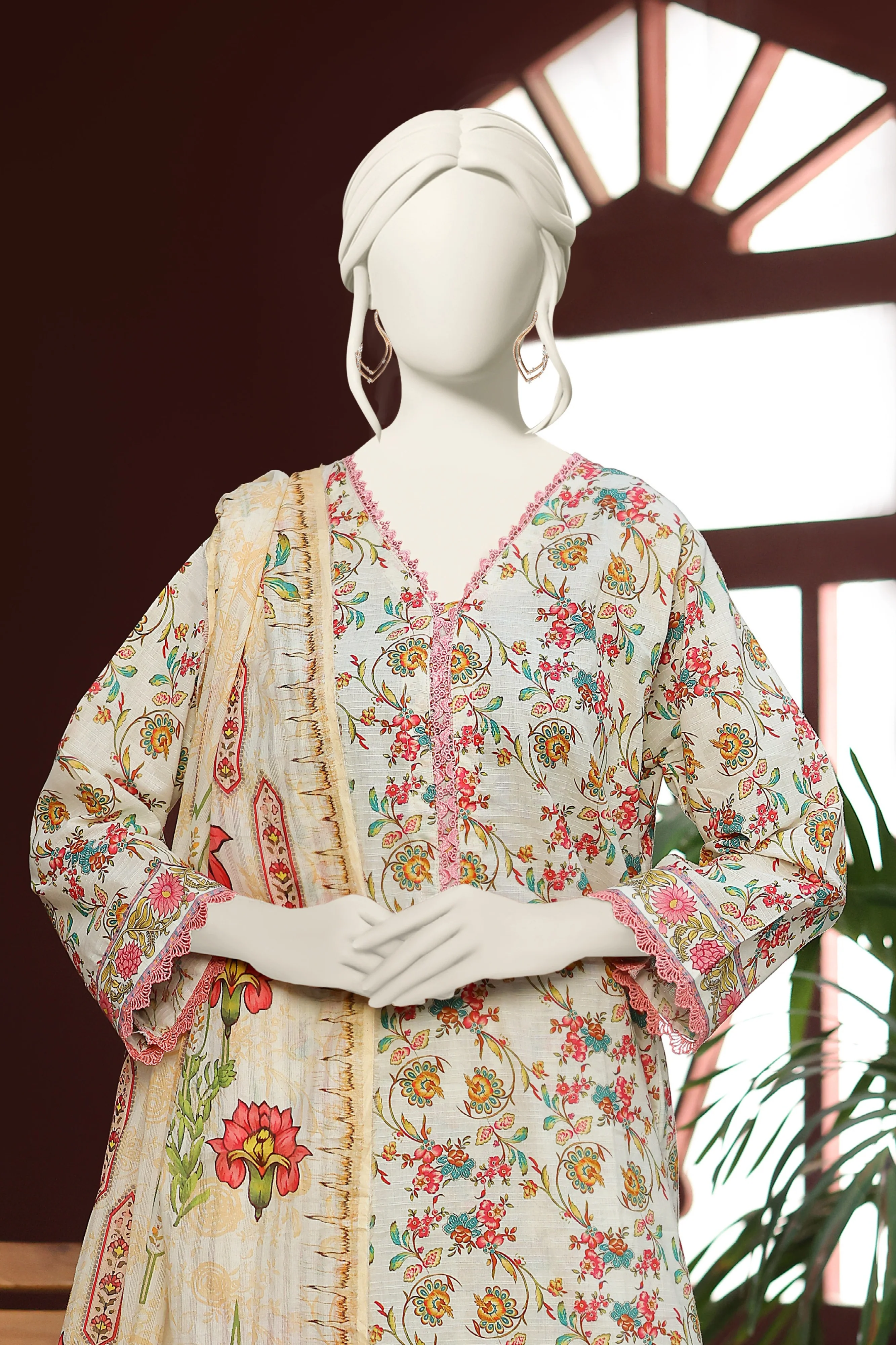 Almeerah Digital Printed Stripe Dora 3PC - Image 5