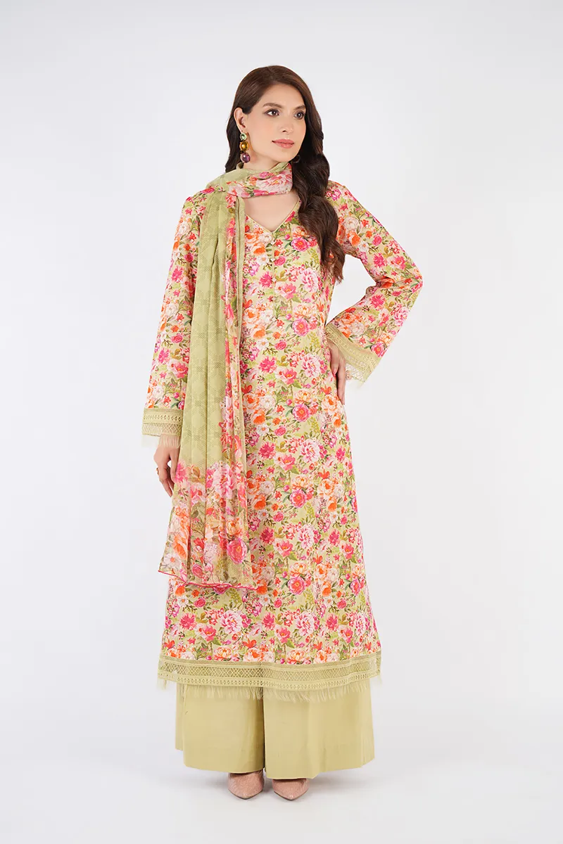 Bareeza Printed Khaddar 3PC - Image 3
