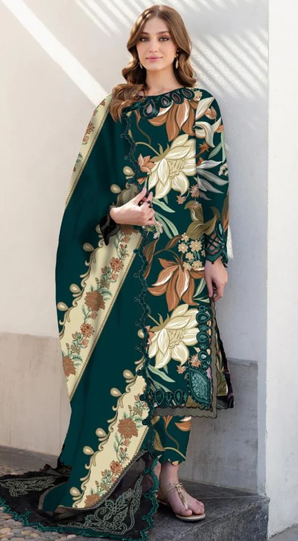 Baroque Embroiderd & Digital Printed Lawn 3PC - Image 4
