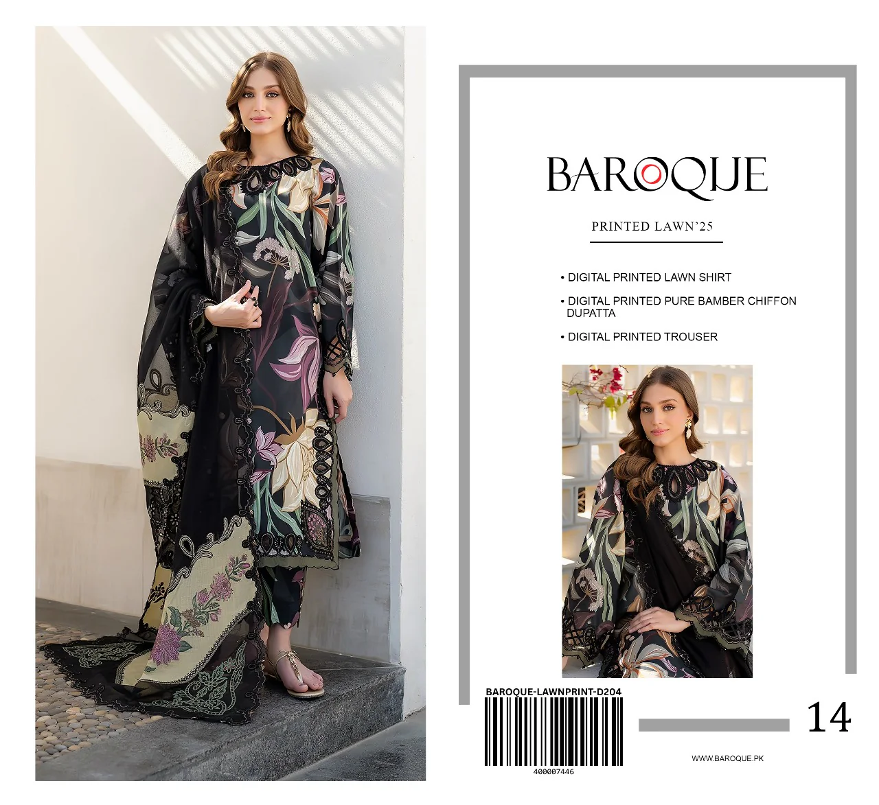 Baroque Digital Printed Lawn 3PC - Image 4