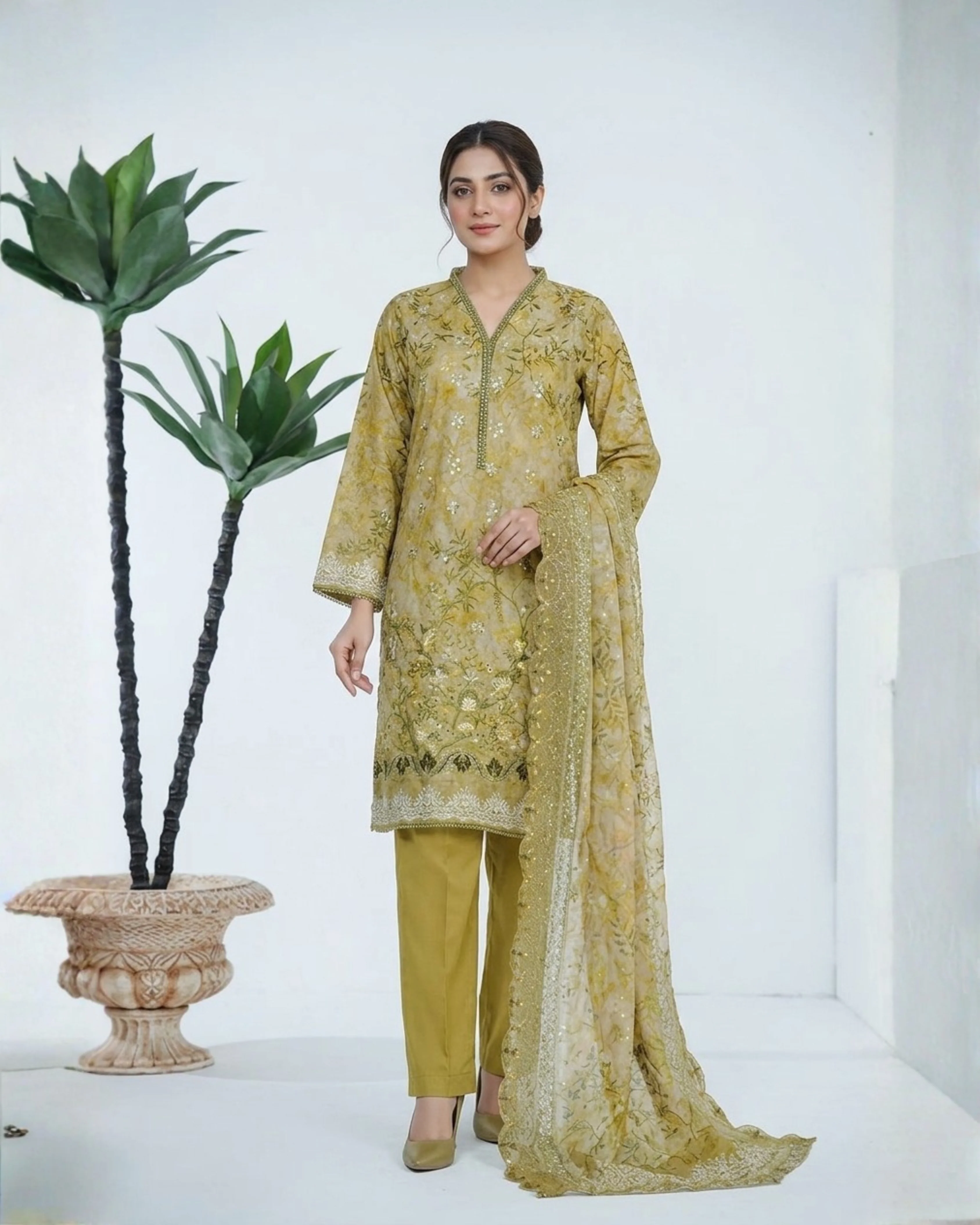 Bin Saeed Laserkari Emb Lawn 3PC