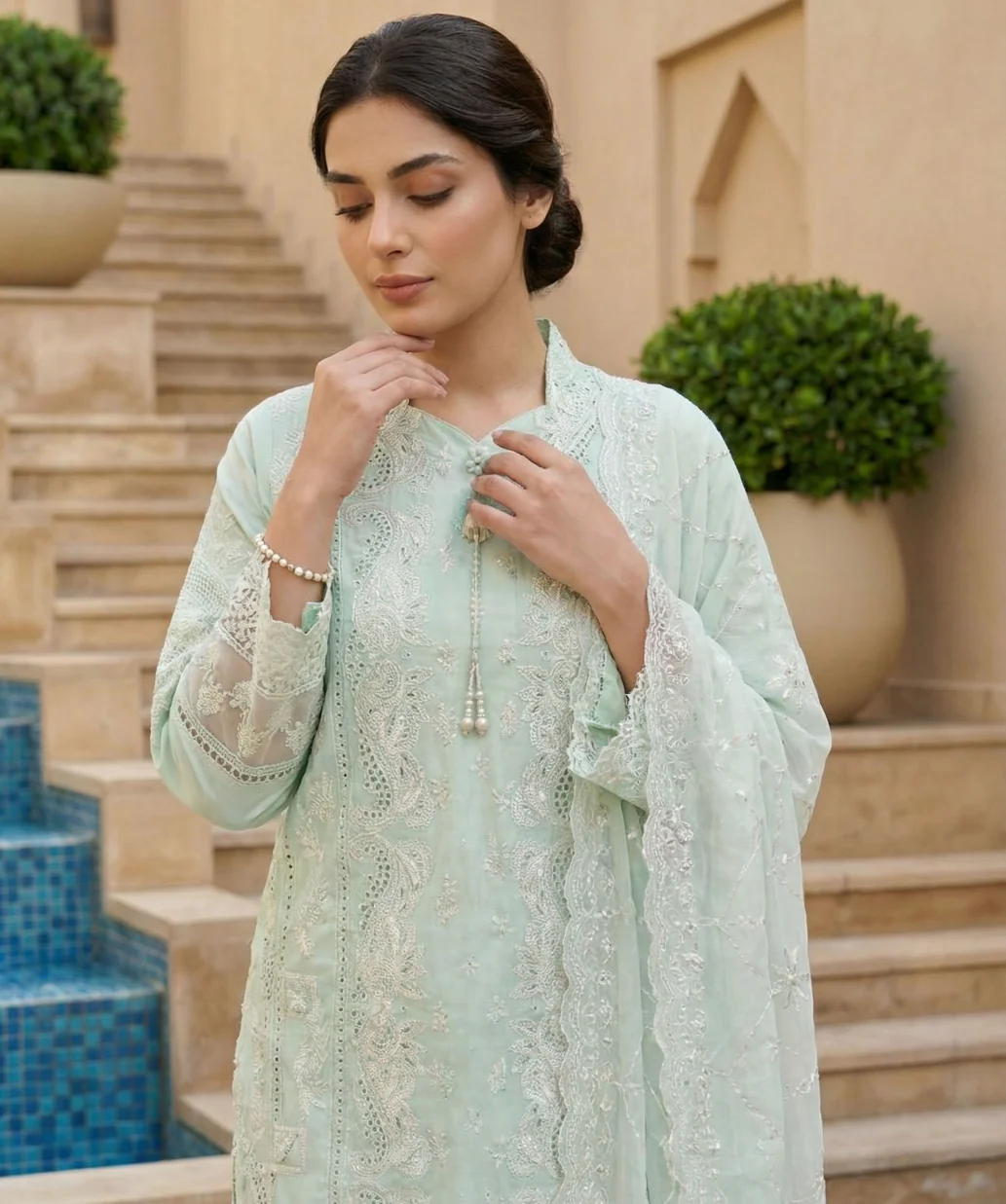Bin Saeed Premium Embroidered Lawn 3PC - Image 2