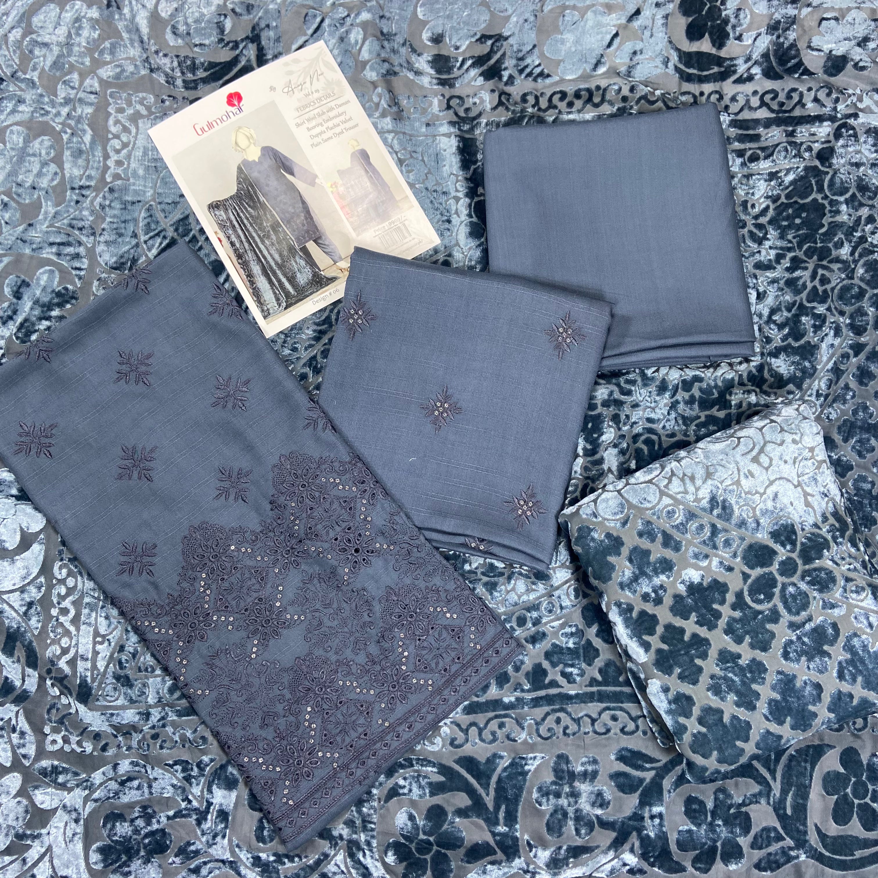 Gulmohar By Anaya Noor Embroidered Slub Wool 3-PC - Image 4