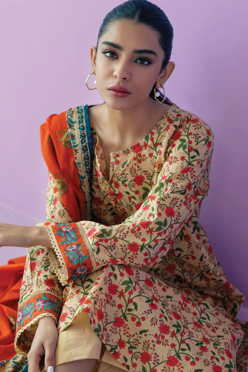 Orient Basic Printed Lawn 3PC - Image 3